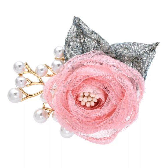 Silky pink flower hijab pin