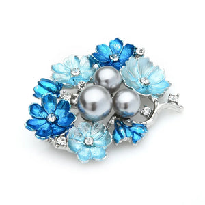 BLUE PEARL FLOWER HIJAB BROOCH