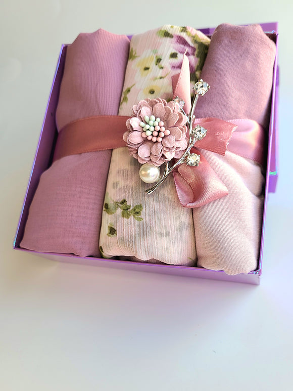 ORCHID FLORAL SHAWL GIFT SET
