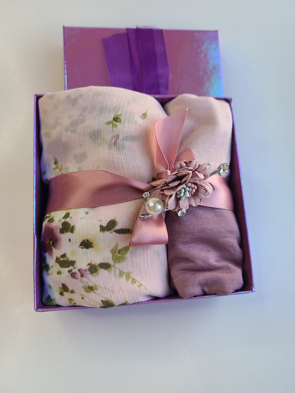 Orchid Floral hijab gift set
