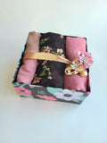 Brown floral shawl gift set