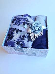 Blue flower shawl gift set