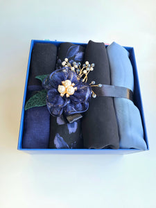 Dark floral square hijab gift set
