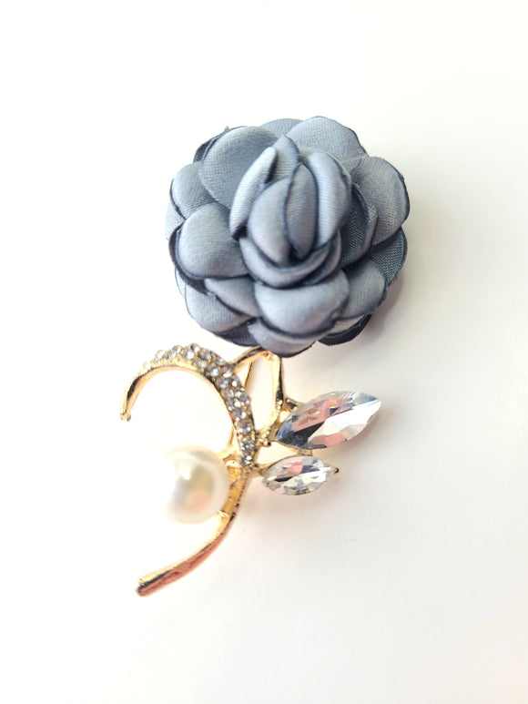 Gray rose & gold hijab pin