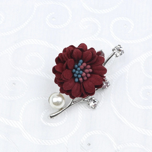 Deep burgundy silver hijab pin