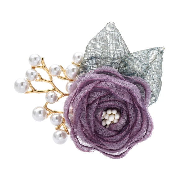 Purple flower hijab brooch pin