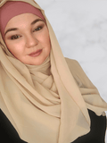 Cream beige square hijab