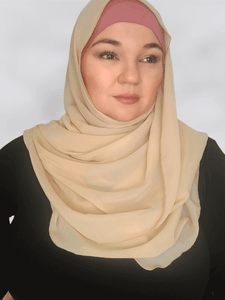 Cream beige square hijab