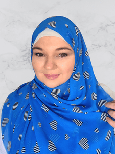 Blue heart square chiffon hijab