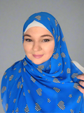 Maida's hijab world chiffon print blue heart hijab