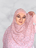 Pink multi print crinkle chiffon  shawl