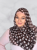 Brown polka dot crinkle chiffon  shawl