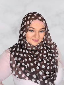 Brown polka dot square hijab