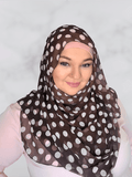 Brown polka dot crinkle chiffon  shawl