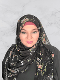Brown floral crinkle chiffon  shawl hijab