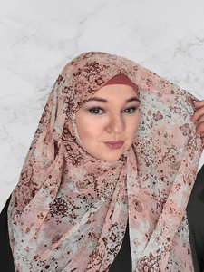 Floral print crinkle chiffon shawl