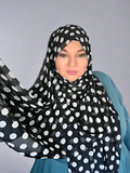 Black polka dot crinkle chiffon shawl