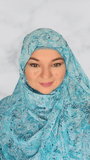 Turquoise crinkle chiffon square hijab
