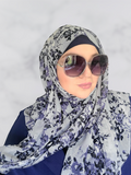 Blue floral square hijab gift set