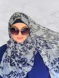 Blue floral shawl hijab gift set