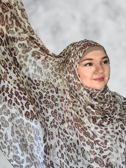 Cheetah  print chiffon hijab