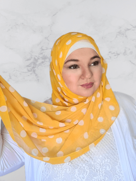 Yellow polka dot shawl
