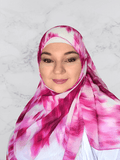 Raspberry pink chiffon square hijab