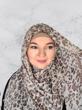 Cheetah brown print square hijab