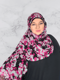 Black magenta floral chiffon