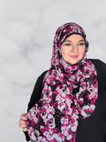 Black magenta floral chiffon