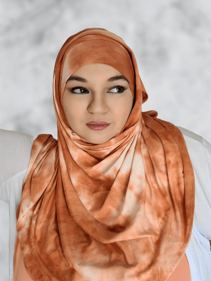 Marble orange cream instant shawl