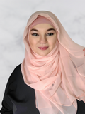 Soft pink pearl chiffon shawl hijab