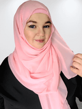 Pastel rosy pink chiffon square hijab