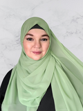 Medium light green chiffon shawl hijab