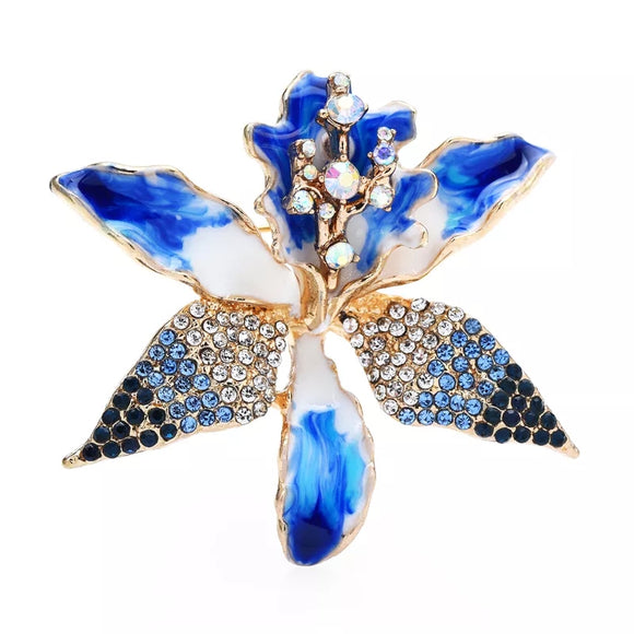 Blue flower hijab brooch