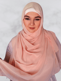 Touch of peach  chiffon square hijab