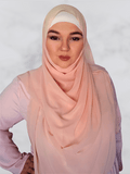 peach pink chiffon hijab shawl Maida's hijab World muslim cover 