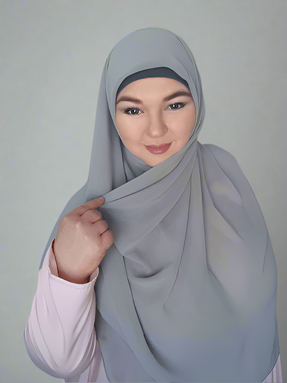 Smoke gray chiffon Square hijab