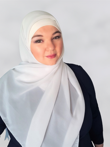 Pure white square chiffon  hijab