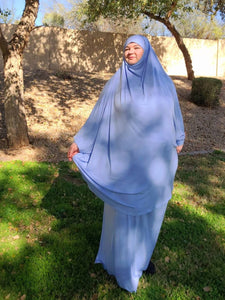Maida's Hijab World two piece khimar prayer set baby blue 