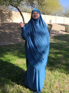 PRAYER HIJAB SET STEEL BLUE GREEN