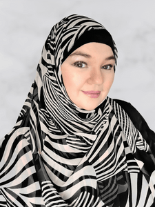 Black & cream swirl  chiffon square hijab