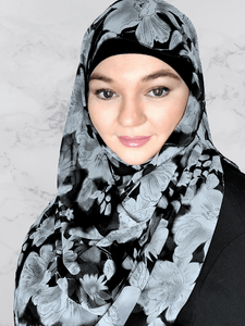 CLASSIC black floral shawl