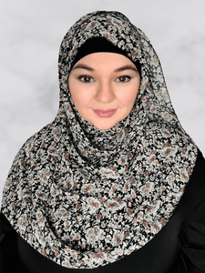 Black & brown floral  hijab chiffon shawl