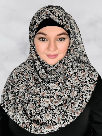 Black & brown floral square hijab