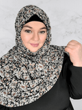 Black & brown floral  hijab chiffon shawl
