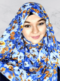 Blue floral chiffon hijab