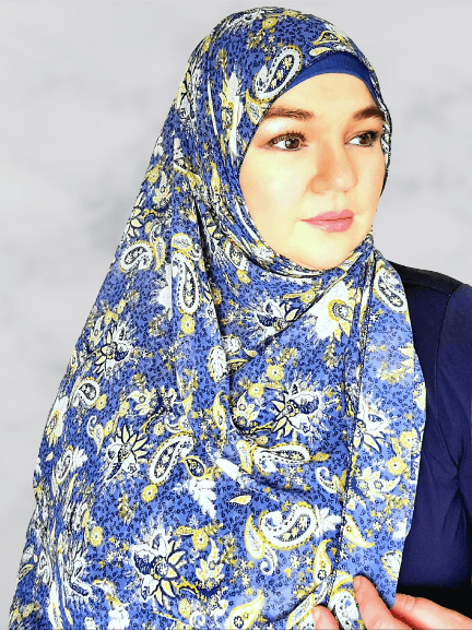 Blue paisley chiffon square