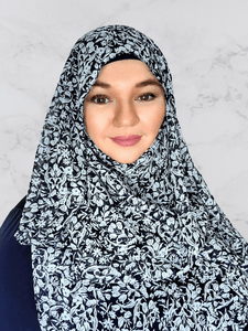 Dark navy & white crinkle chiffon