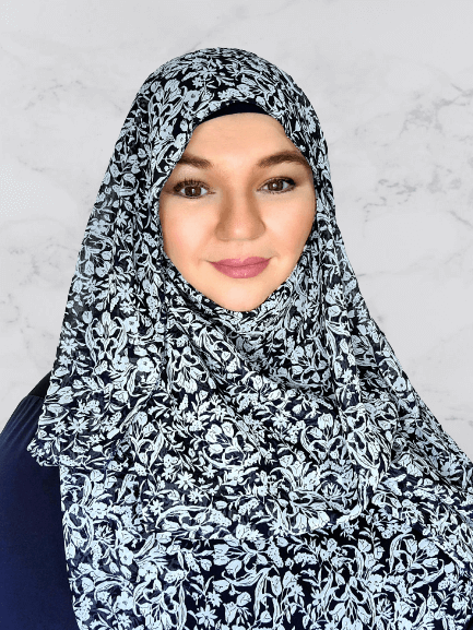 Dark navy & white crinkle chiffon